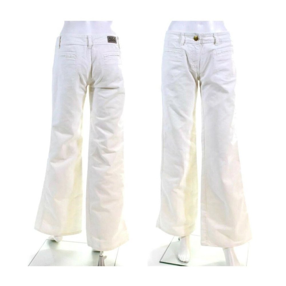 CHLOE Perle Wide Leg Low-Rise Ivory Pants Made In Italy MSRP:$895​​​